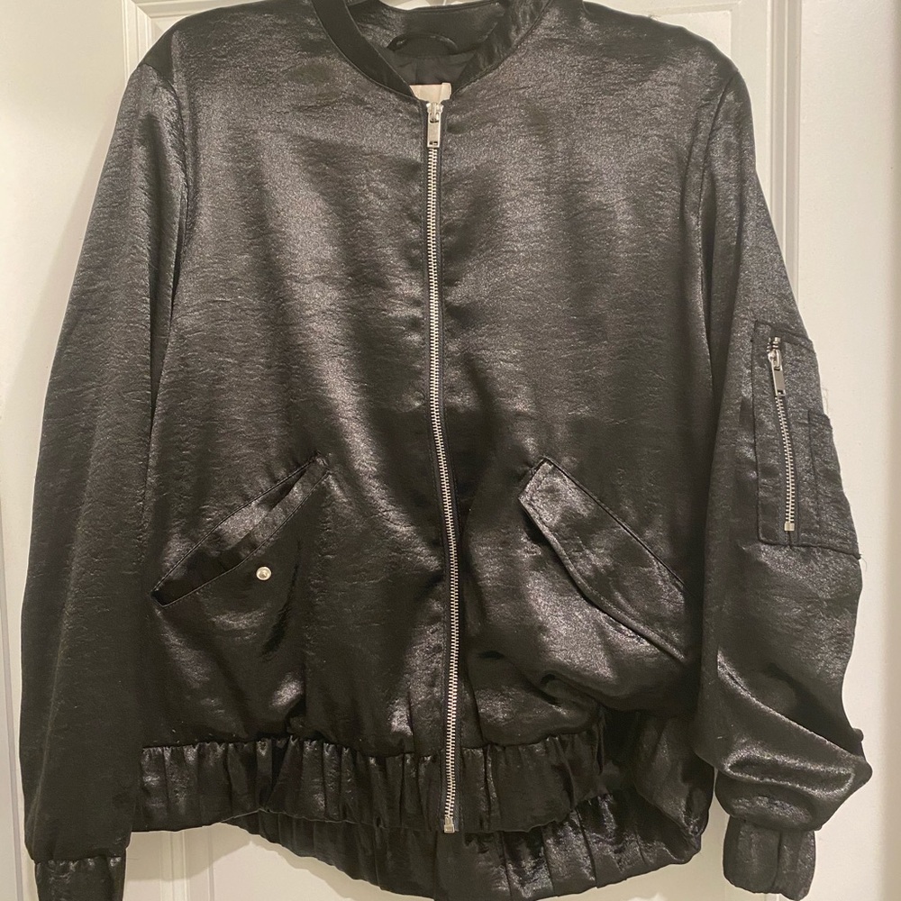 Black Satin Bomber jacket